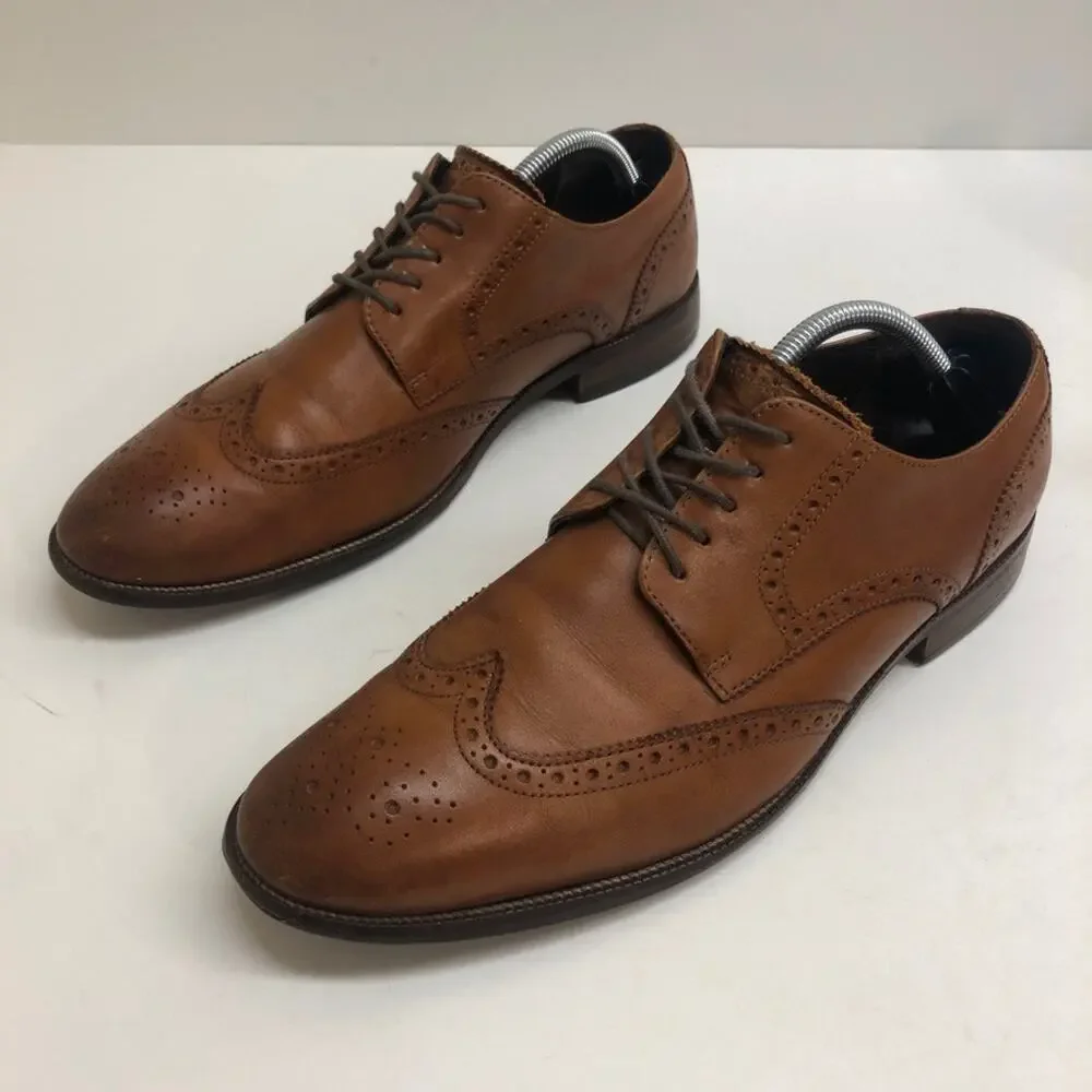 VERY GOOD Cole Haan Benton Brown Leather Brogued Wingtip Derby Men's Size 10